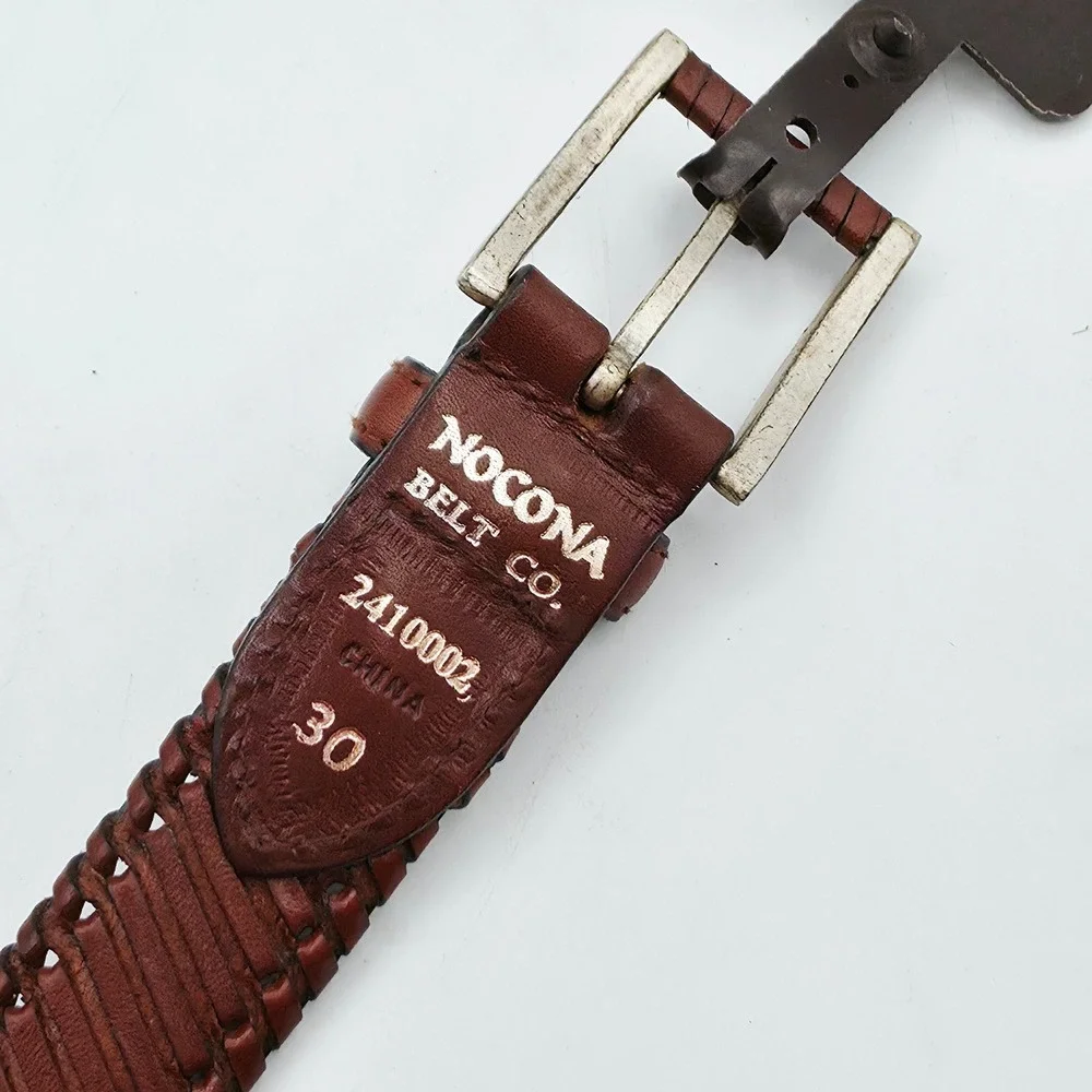 Nocona Belt Co Braided Leather Belt Men 30 Mahogany Brown Western Americana Barn